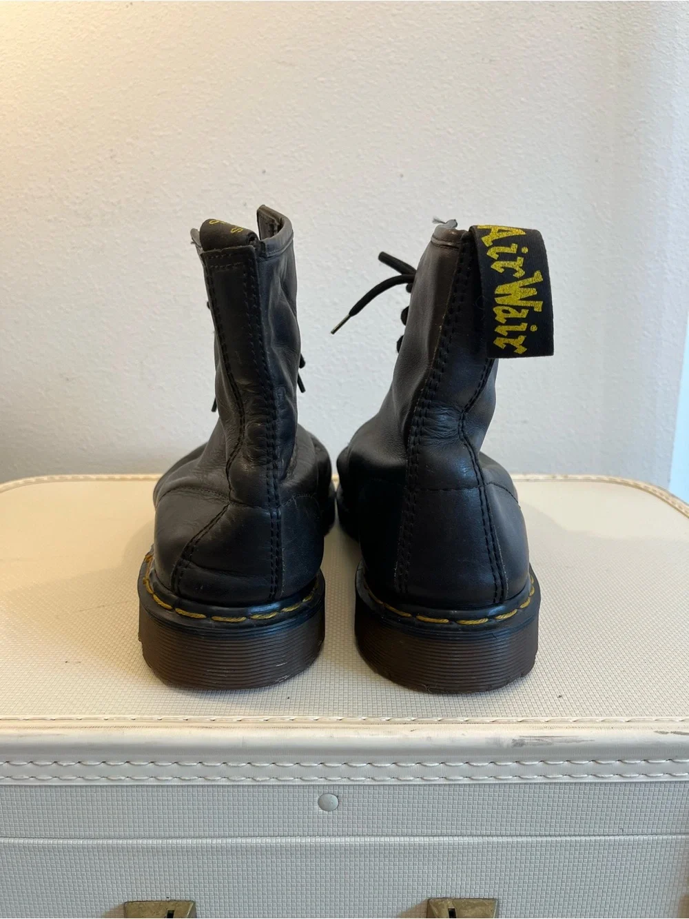 Vintage Dr. Martens Black 8 Eye Leather Lace-Up Ankle Boots